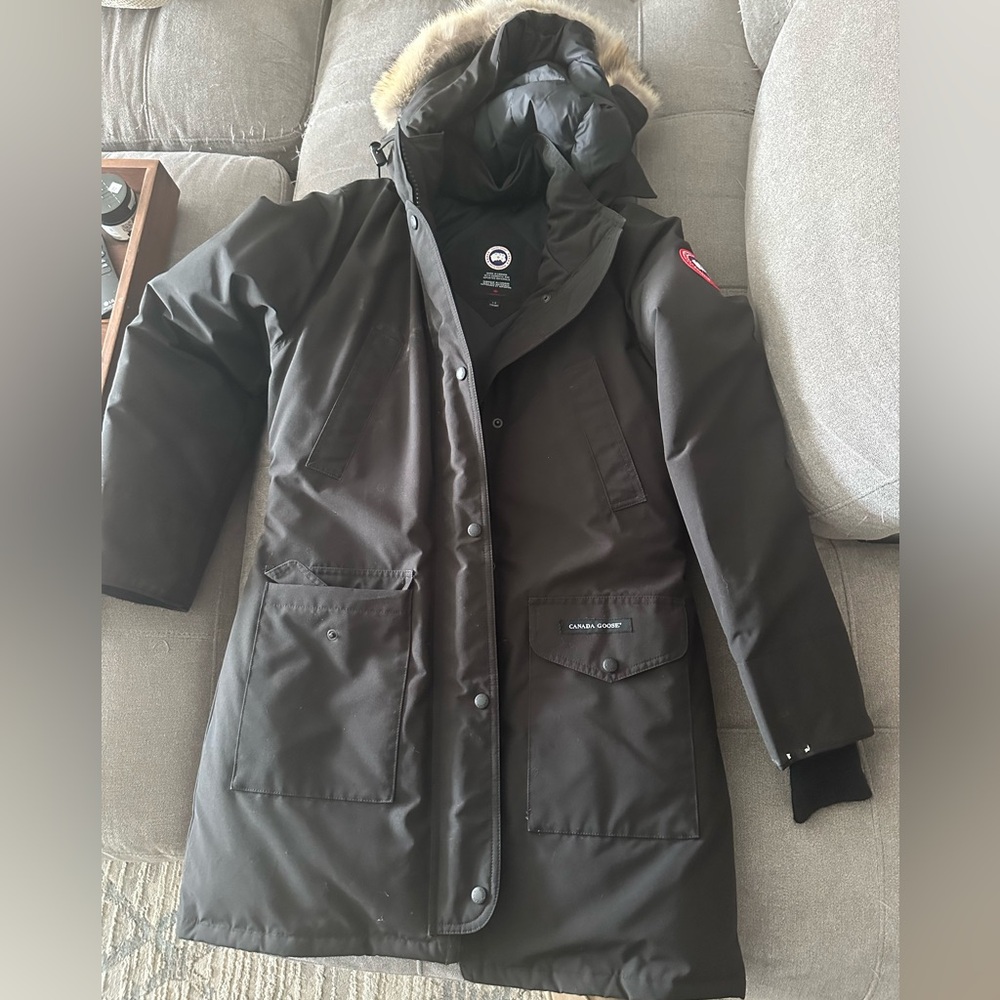 Canada Goose Black Jacket with Red and Blue Logo